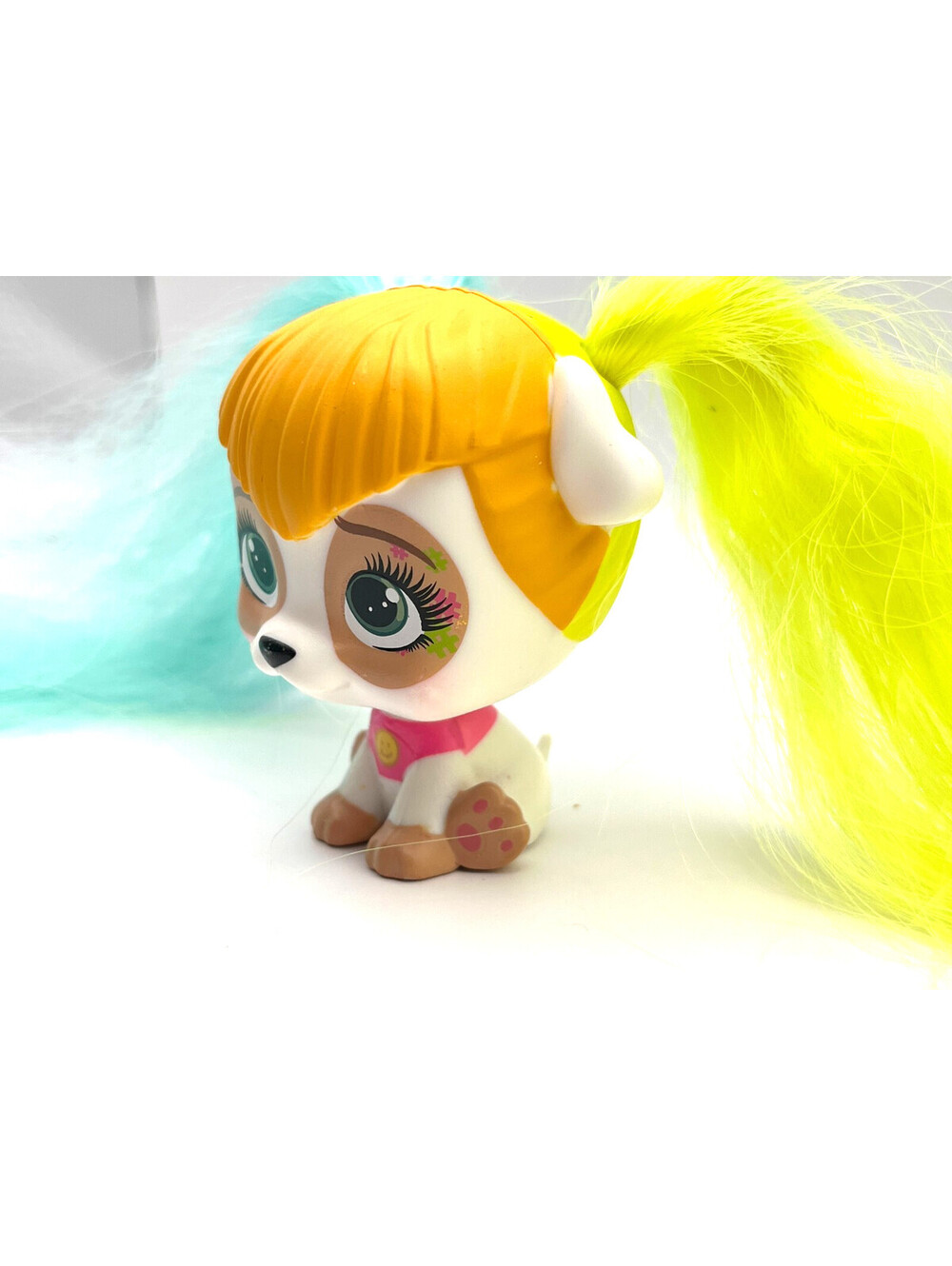 I Love VIP Pets Dog Figure Long Green Yellow Hair Toy Collectible